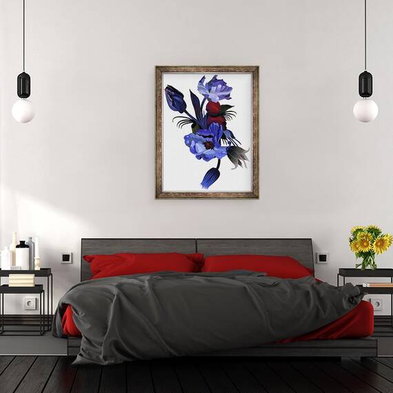 Tablou inramat - Hiroyuki Izutsu - Lalele albastre., 60 x 80 cm - 3- Roveli