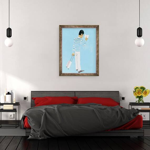 Tablou inramat - Hiroyuki Izutsu - Un calator care se uita la orar,2016, 60 x 80 cm - 3- Roveli