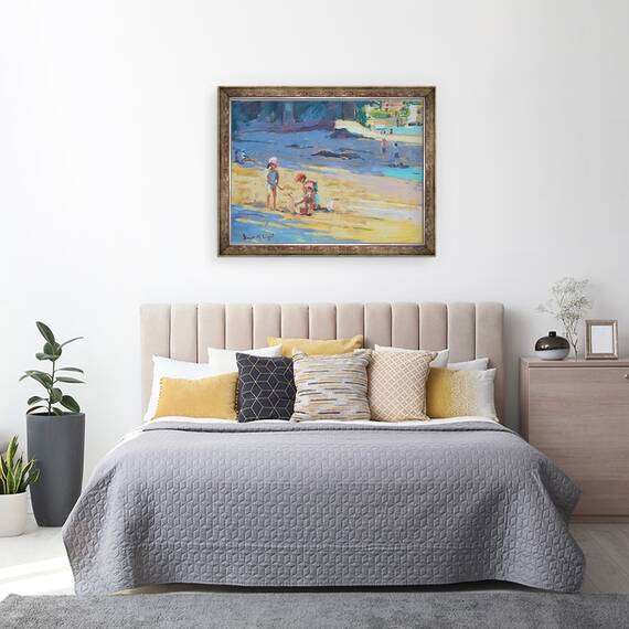 Tablou inramat - Jennifer Wright - Plaja Salcombe, 60 x 80 cm - 3- Roveli