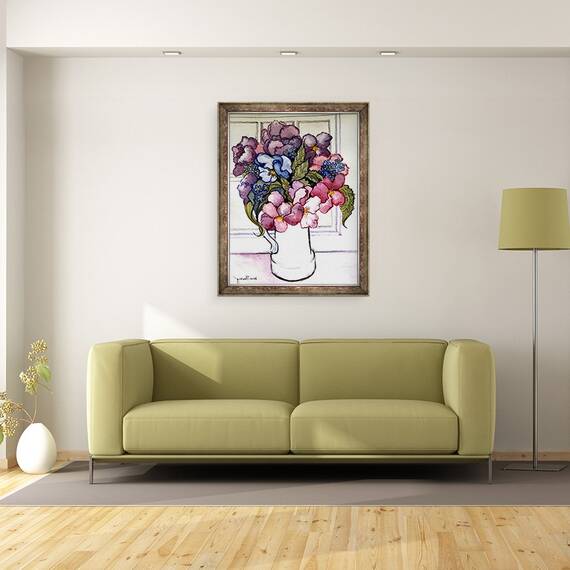 Tablou inramat - Joan Thewsey - Panselute si nu-ma-uita, 60 x 80 cm - 2- Roveli