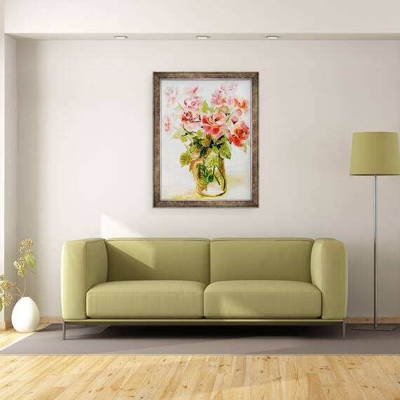 Tablou inramat - Joan Thewsey - Trandafiri roz, 60 x 80 cm - 2- Roveli
