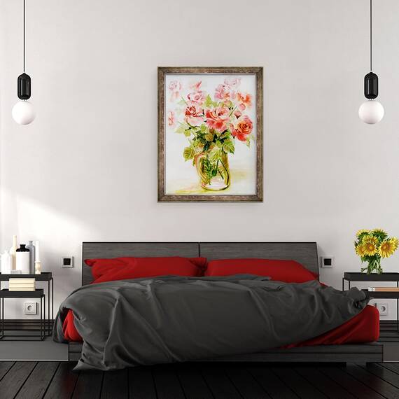 Tablou inramat - Joan Thewsey - Trandafiri roz, 60 x 80 cm - 3- Roveli