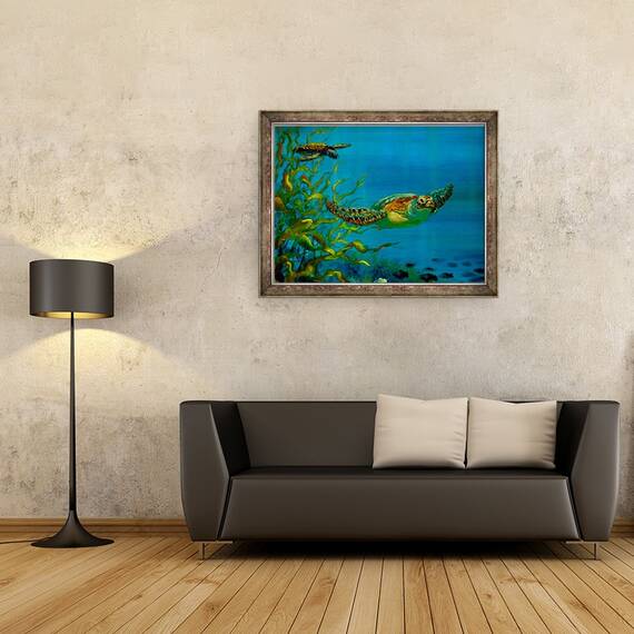 Tablou inramat - Lee Campbell - Turtle Verde, 2018, 60 x 80 cm - 2- Roveli