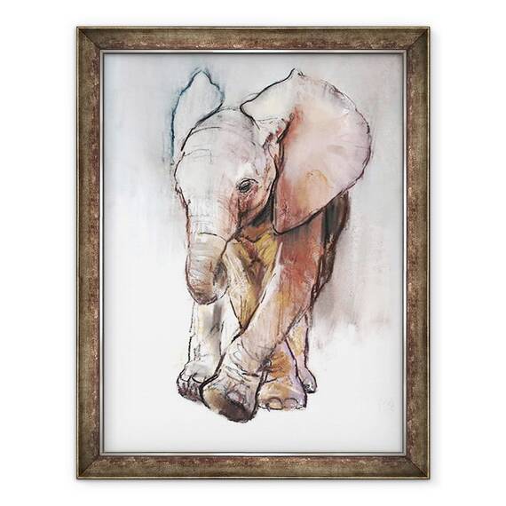 Tablou inramat - Mark Adlington - Baby Elefant 2, Loisaba, 2018, 60 x 80 cm - - Roveli