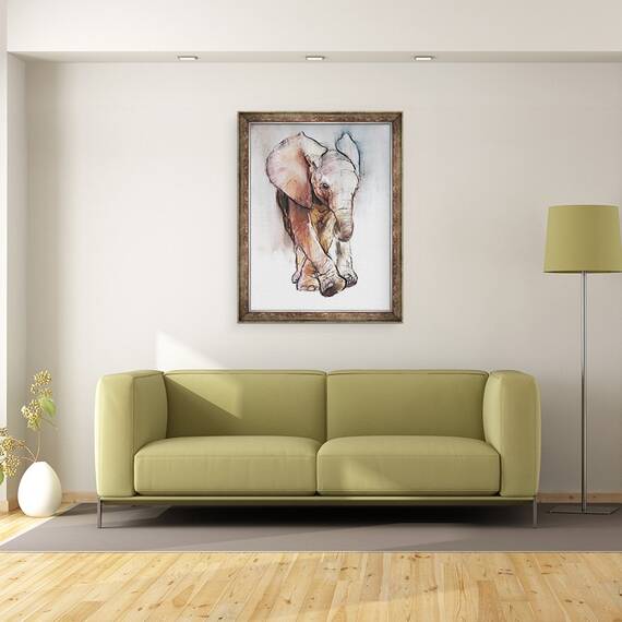 Tablou inramat - Mark Adlington - Baby Elefant 2, Loisaba, 2018, 60 x 80 cm - 2- Roveli