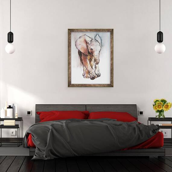 Tablou inramat - Mark Adlington - Baby Elefant 2, Loisaba, 2018, 60 x 80 cm - 3- Roveli
