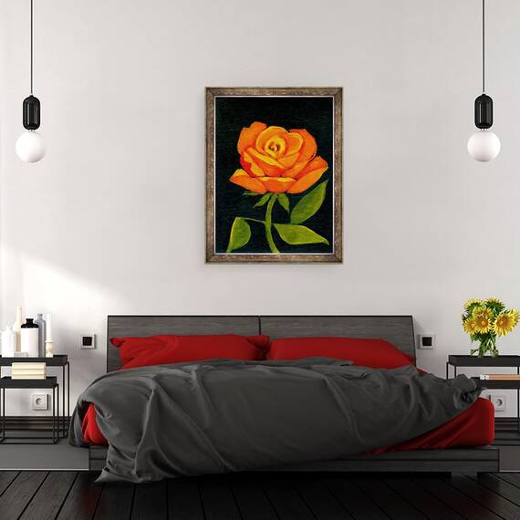 Tablou inramat - Megan Moore - Trandafir portocaliu, 60 x 80 cm - 3- Roveli