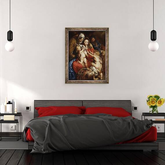 Tablou inramat - Peter Paul Rubens - Sfanta familie cu Sfanta Elisabeta, Sfantul Ioan, si un porumbel, 60 x 80 cm - 3- Roveli