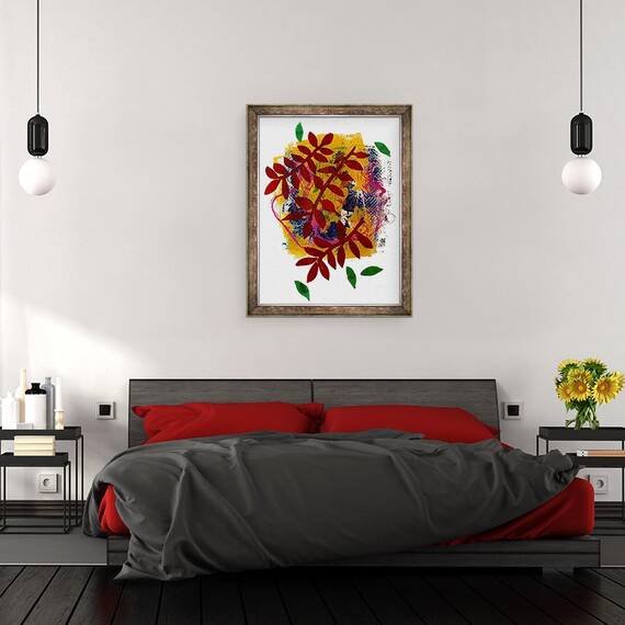 Tablou inramat - Sarah Thompson-Engels - Frunze rosii,2019, 60 x 80 cm - 3- Roveli