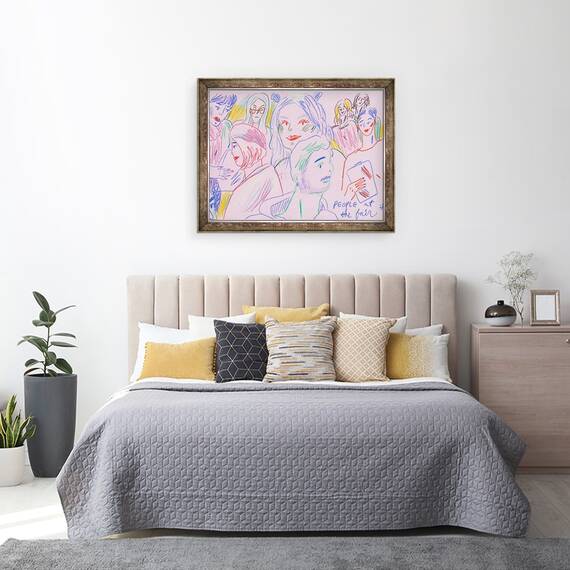 Tablou inramat - Sol Jeong - Oamenii de la Targ II, 60 x 80 cm - 3- Roveli