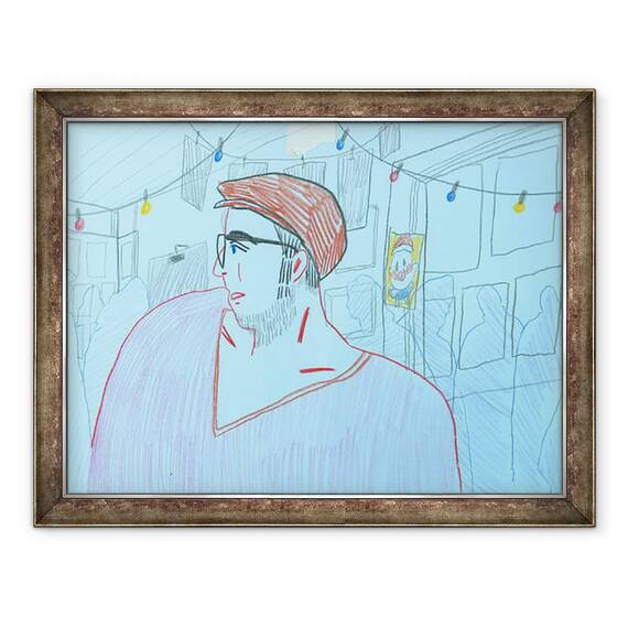 Tablou inramat - Sol Jeong - Un barbat, 60 x 80 cm - - Roveli