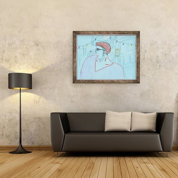 Tablou inramat - Sol Jeong - Un barbat, 60 x 80 cm - 2- Roveli