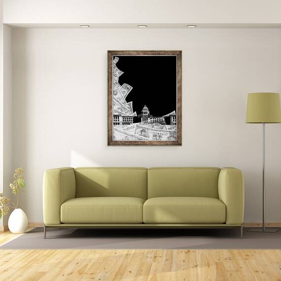 Tablou inramat - Tomoko FURUYA - Afaceri politice pentru bani, 2017, 60 x 80 cm - 2- Roveli