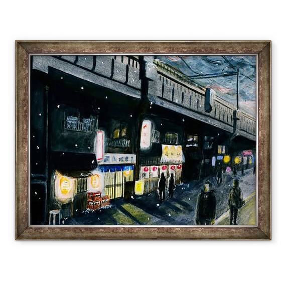 Tablou inramat - Tomoko FURUYA - Bar la pasajul subteran, 60 x 80 cm - - Roveli