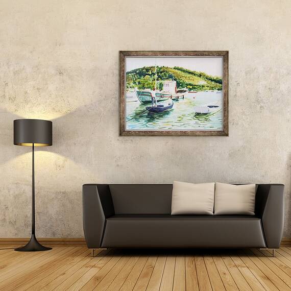 Tablou inramat - Tony Fandino - Barca de pescuit la Skiathos, 60 x 80 cm - 2- Roveli