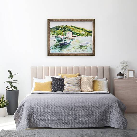 Tablou inramat - Tony Fandino - Barca de pescuit la Skiathos, 60 x 80 cm - 3- Roveli