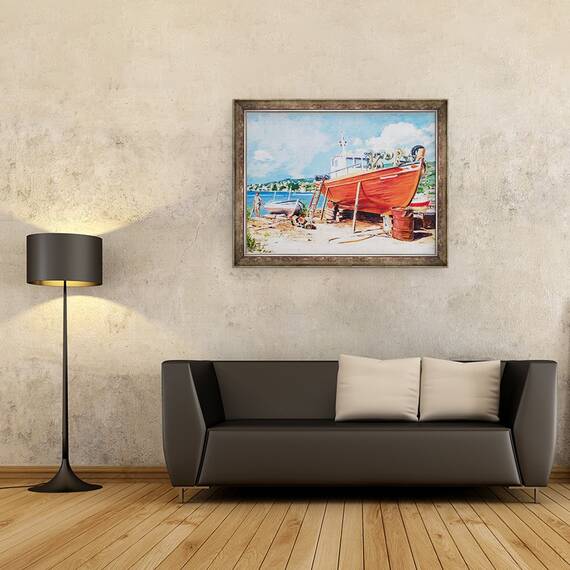 Tablou inramat - Tony Fandino - Barca in Skiathos I, 60 x 80 cm - 2- Roveli