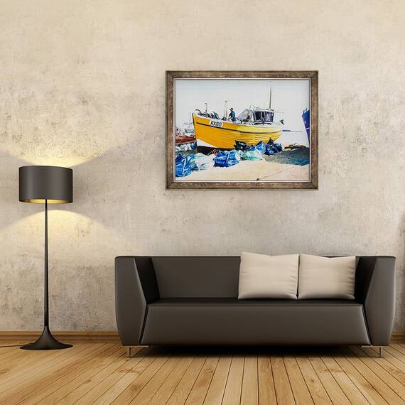 Tablou inramat - Tony Fandino - Barci de pescuit pe plaja din Hastings III, 60 x 80 cm - 2- Roveli