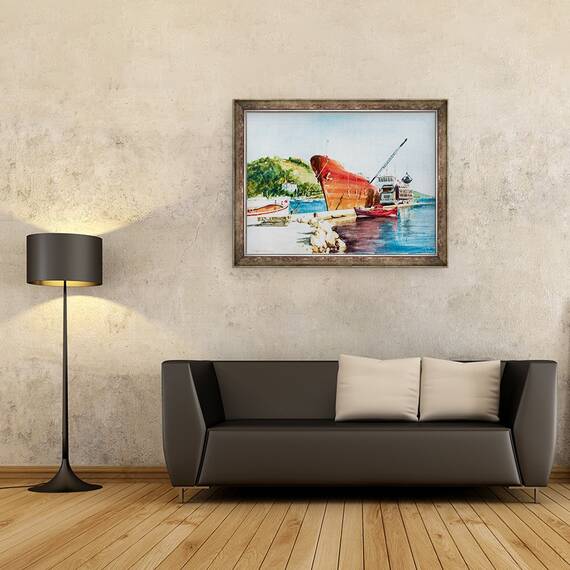 Tablou inramat - Tony Fandino - Barci la Skiathos I, 60 x 80 cm - 2- Roveli