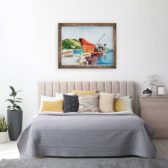 Tablou inramat - Tony Fandino - Barci la Skiathos I, 60 x 80 cm - 3- Roveli