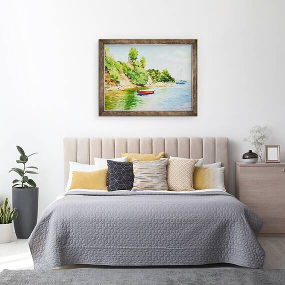 Tablou inramat - Tony Fandino - Barci la Skiathos II, 60 x 80 cm - 3- Roveli
