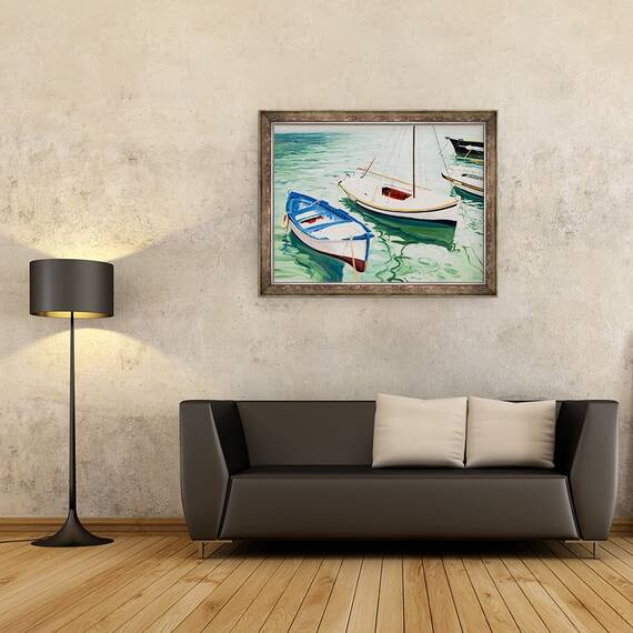 Tablou inramat - Tony Fandino - Barci la Skiathos VI, 60 x 80 cm - 2- Roveli