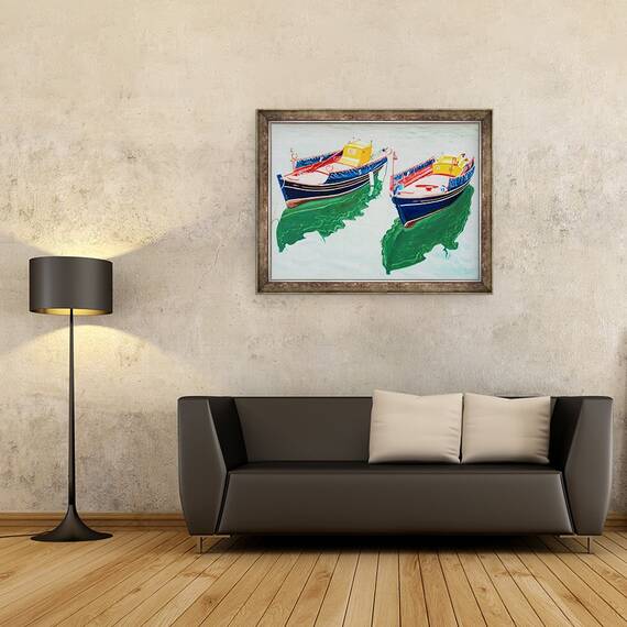 Tablou inramat - Tony Fandino - Barci la Skopelos X, 60 x 80 cm - 2- Roveli