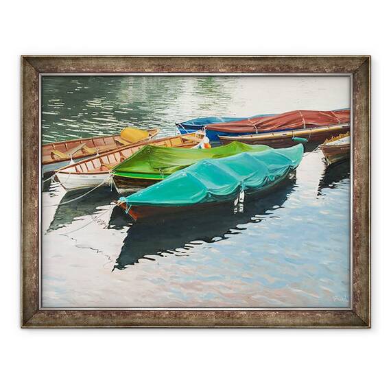 Tablou inramat - Tony Fandino - Barci pe Tamisa VI, 60 x 80 cm - - Roveli