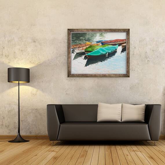 Tablou inramat - Tony Fandino - Barci pe Tamisa VI, 60 x 80 cm - 2- Roveli