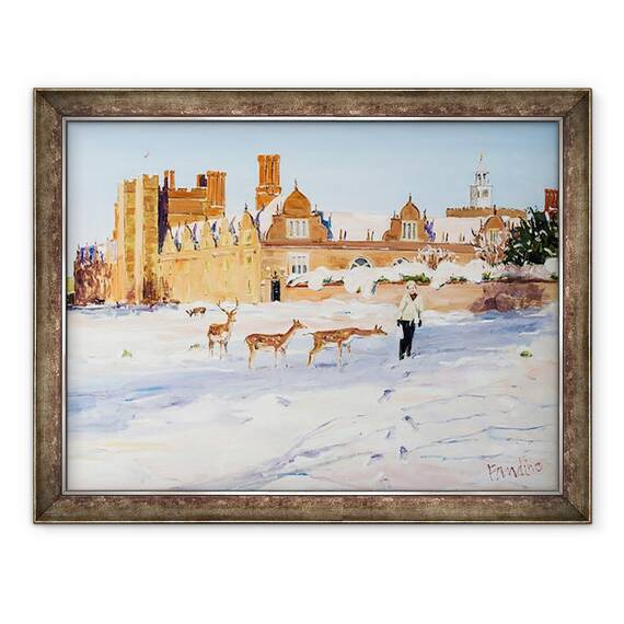 Tablou inramat - Tony Fandino - Casa Knole in timpul iernii, 60 x 80 cm - - Roveli