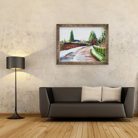 Tablou inramat - Tony Fandino - Drumul de iarna in Sevenoaks, 60 x 80 cm - 2- Roveli