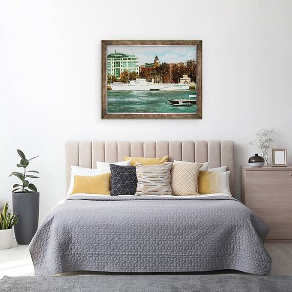 Tablou inramat - Tony Fandino - HQS Wellington, ancorat in raul Tamisa, 60 x 80 cm - 3- Roveli