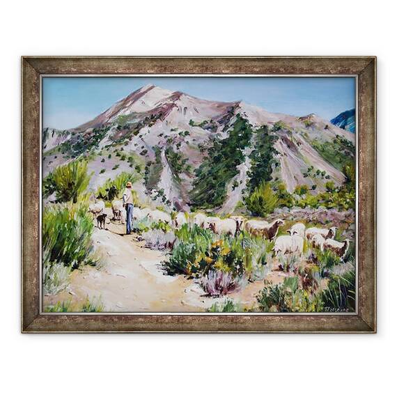 Tablou inramat - Tony Fandino - Pastor la poalele Muntilor Sierra, 60 x 80 cm - - Roveli