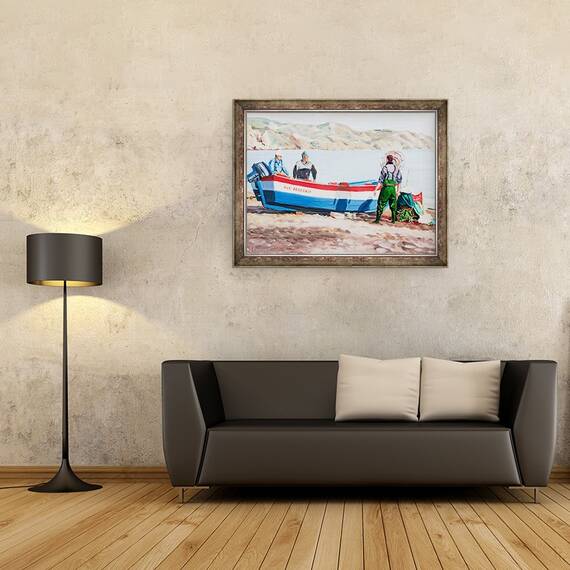 Tablou inramat - Tony Fandino - Pescarii la Nerja, 60 x 80 cm - 2- Roveli