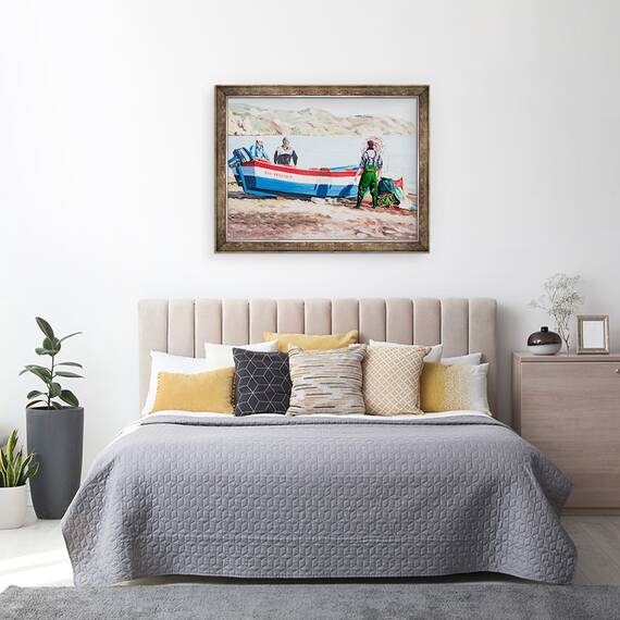Tablou inramat - Tony Fandino - Pescarii la Nerja, 60 x 80 cm - 3- Roveli