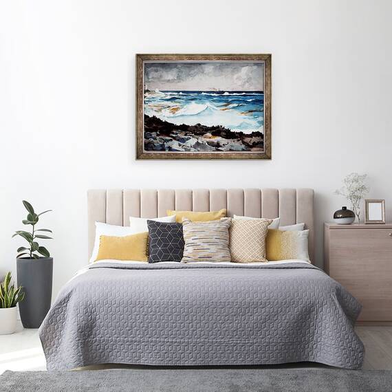 Tablou inramat - Winslow Homer - tarm si Surf, Nassau, 60 x 80 cm - 3- Roveli