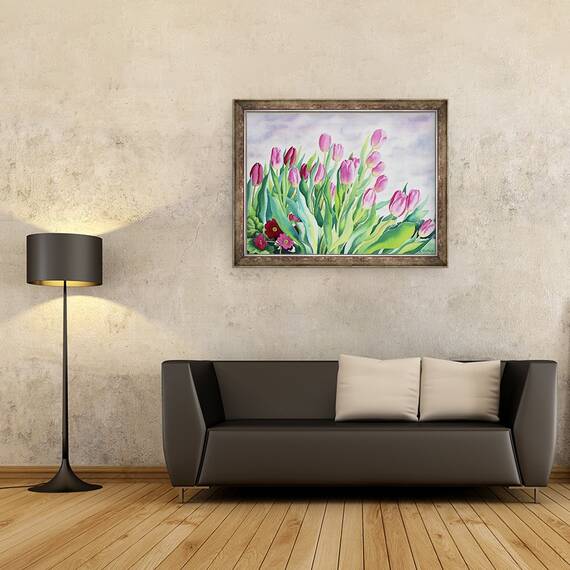 Tablou inramat - Christopher Ryland - Lalele dupa fereastra, 60 x 80 cm - 2- Roveli