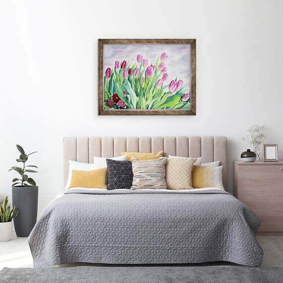 Tablou inramat - Christopher Ryland - Lalele dupa fereastra, 60 x 80 cm - 3- Roveli