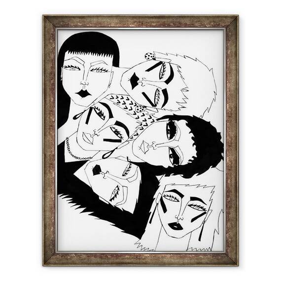 Tablou inramat - Daisy de Villeneuve - Fete, 60 x 80 cm - - Roveli