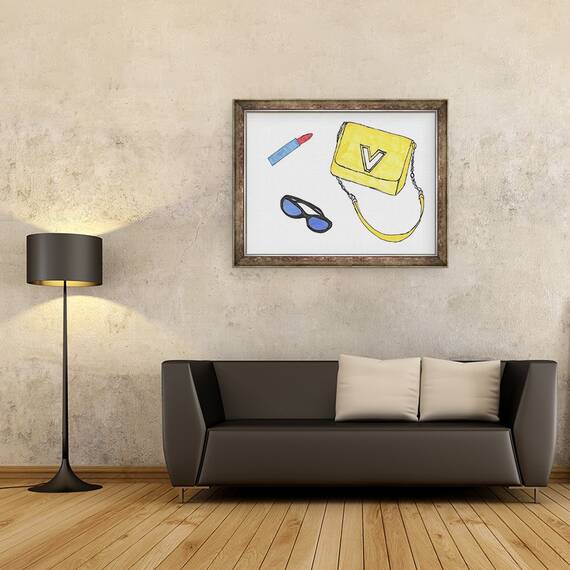 Tablou inramat - Daisy de Villeneuve - Geanta galbena, 60 x 80 cm - 2- Roveli