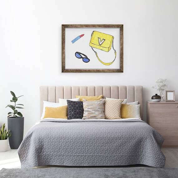 Tablou inramat - Daisy de Villeneuve - Geanta galbena, 60 x 80 cm - 3- Roveli