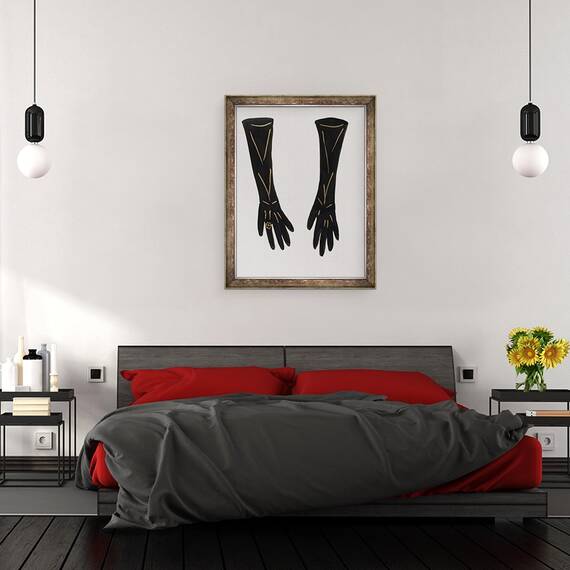 Tablou inramat - Daisy de Villeneuve - Manusi negre, 60 x 80 cm - 3- Roveli
