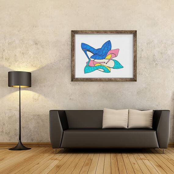 Tablou inramat - Daisy de Villeneuve - Pantofi, 60 x 80 cm - 2- Roveli
