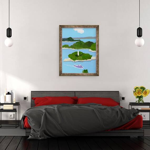 Tablou inramat - Hiroyuki Izutsu - Barca pentru vizitarea obiectivelor turistice, 60 x 80 cm - 3- Roveli