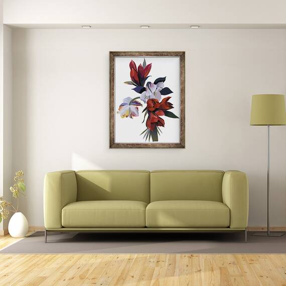 Tablou inramat - Hiroyuki Izutsu - Floare desenata in culoarea rosie, 60 x 80 cm - 2- Roveli