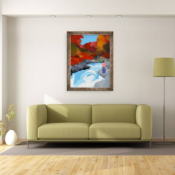 Tablou inramat - Hiroyuki Izutsu - Frunze de toamna si rauri, 60 x 80 cm - 2- Roveli