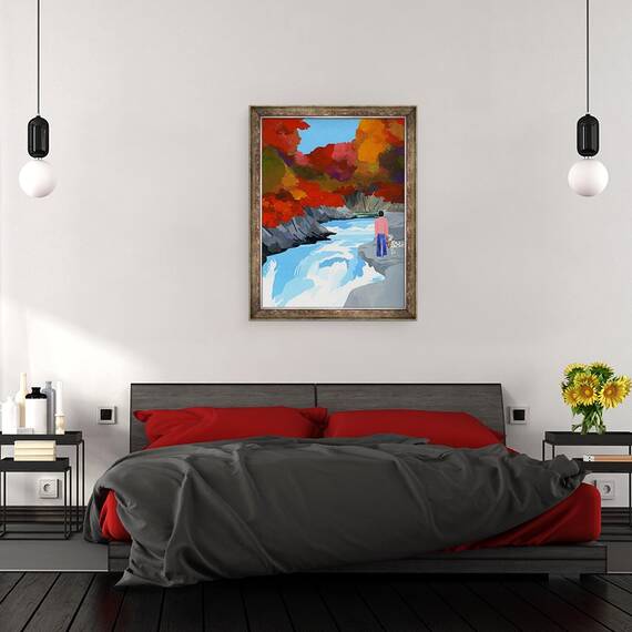 Tablou inramat - Hiroyuki Izutsu - Frunze de toamna si rauri, 60 x 80 cm - 3- Roveli