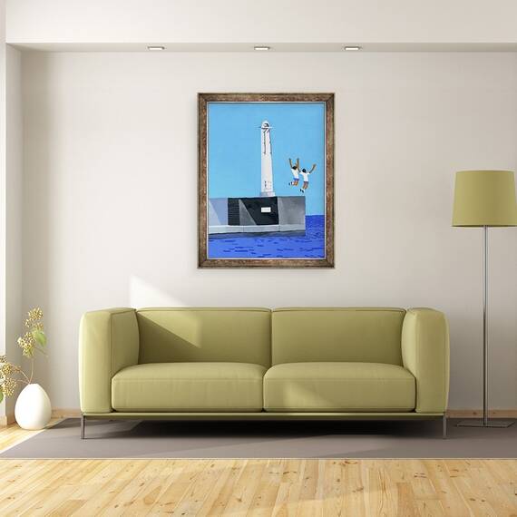 Tablou inramat - Hiroyuki Izutsu - O fata sarind la dig, 60 x 80 cm - 2- Roveli