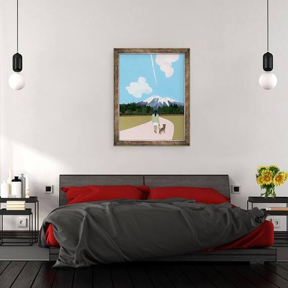 Tablou inramat - Hiroyuki Izutsu - Plimbare cu nor de caine si avion, 60 x 80 cm - 3- Roveli