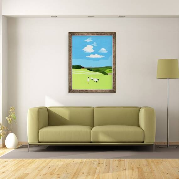 Tablou inramat - Hiroyuki Izutsu - Prerie si oi, 60 x 80 cm - 2- Roveli